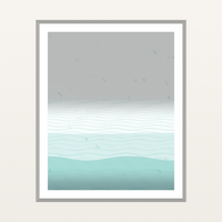 Aqua Mist Horizon-wash Wave-ripple Wall Art