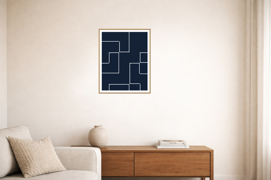 Bold Modern Geometric Line Wall Art — room scene