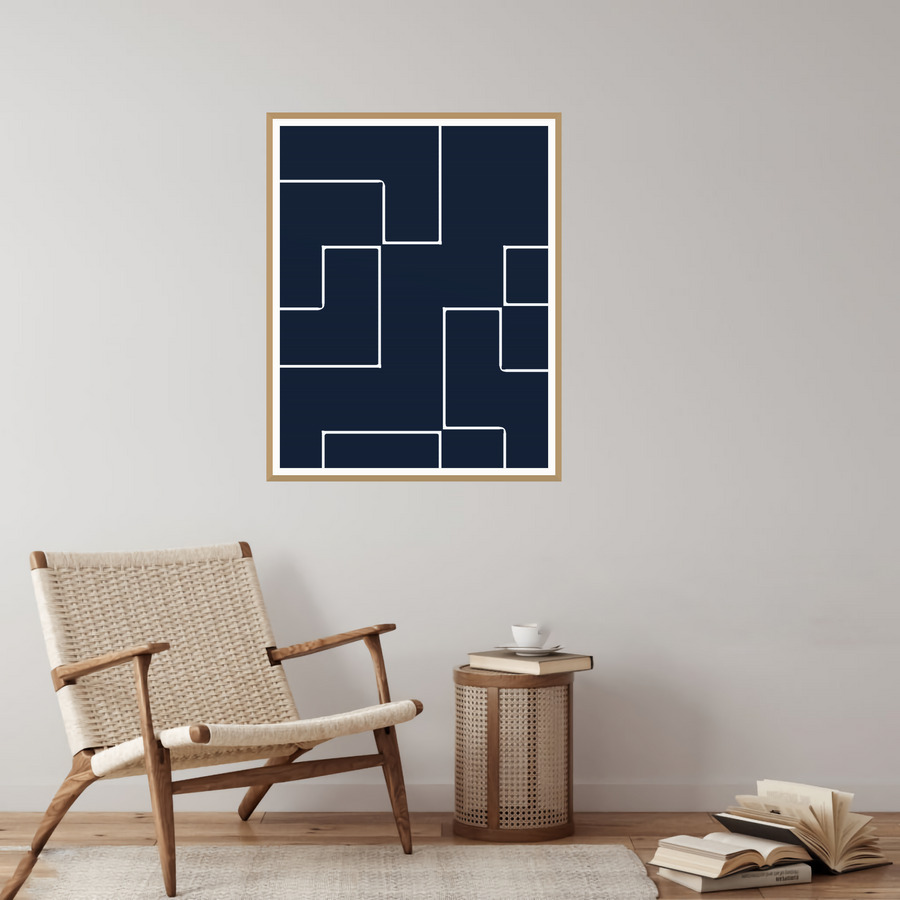 Bold Modern Geometric Line Wall Art — room scene