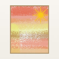 Sunny Washed Watercolor Wash Art Print — Floating natural frame