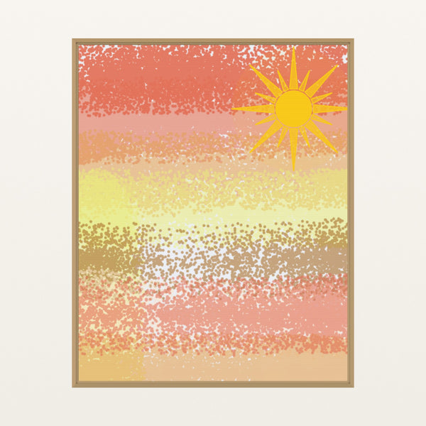 Sunny Washed Watercolor Wash Art Print — Floating natural frame