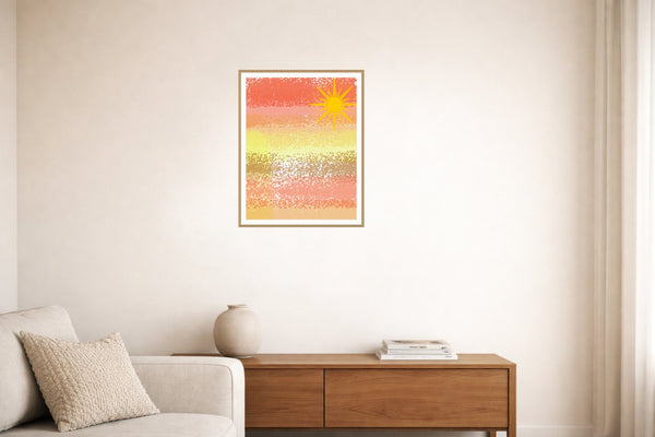 Sunny Washed Watercolor Wash Art Print — Living room lifestyle