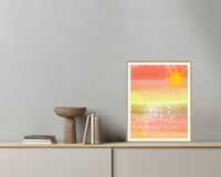 Sunny Washed Watercolor Wash Art Print — Grey wall with bowl