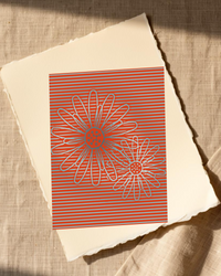 Warm Sunset Sunflower Painterly Etched Line Art (Copy)
