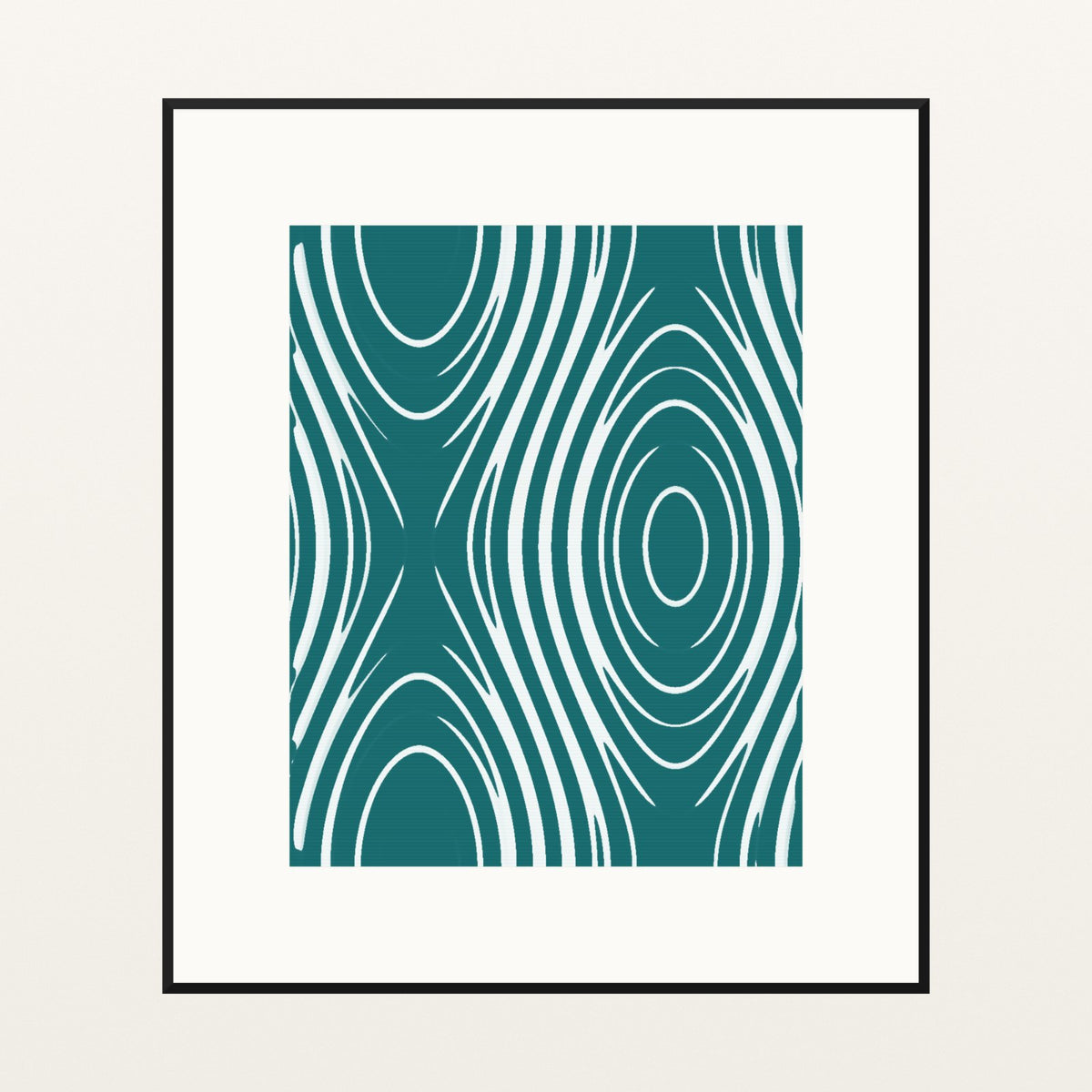 Teal Ink Marble Swirl – Signed 50-Edition Giclée Print for Gallery Walls — Black gallery mat