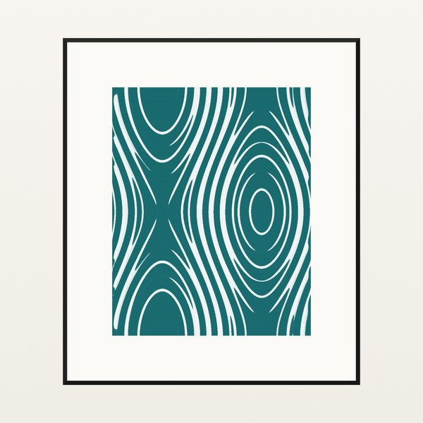 Teal Ink Marble Swirl – Signed 50-Edition Giclée Print for Gallery Walls — Black gallery mat