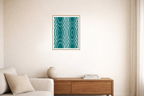 Teal Ink Marble Swirl – Signed 50-Edition Giclée Print for Gallery Walls — Living room lifestyle