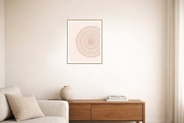 Terracotta & Blush Geometric – Signed 50-Edition Giclée Print for Gallery Walls — Living room lifestyle
