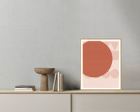 Terracotta & Blush Ombré Gradient – Premium Ombré Gradient Wall Art Print — Grey wall with bowl