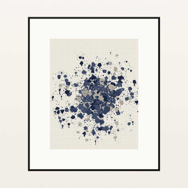 Sashiko Light Indigo Organic Texture Paint-splatter Wall Art