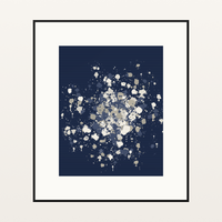 Sashiko Indigo Organic Texture Paint-splatter Wall Art