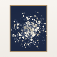 Sashiko Indigo Organic Texture Paint-splatter Wall Art