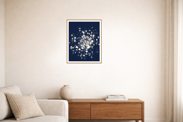 Sashiko Indigo Organic Texture Paint-splatter Wall Art