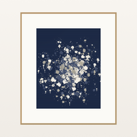 Sashiko Indigo Organic Texture Paint-splatter Wall Art