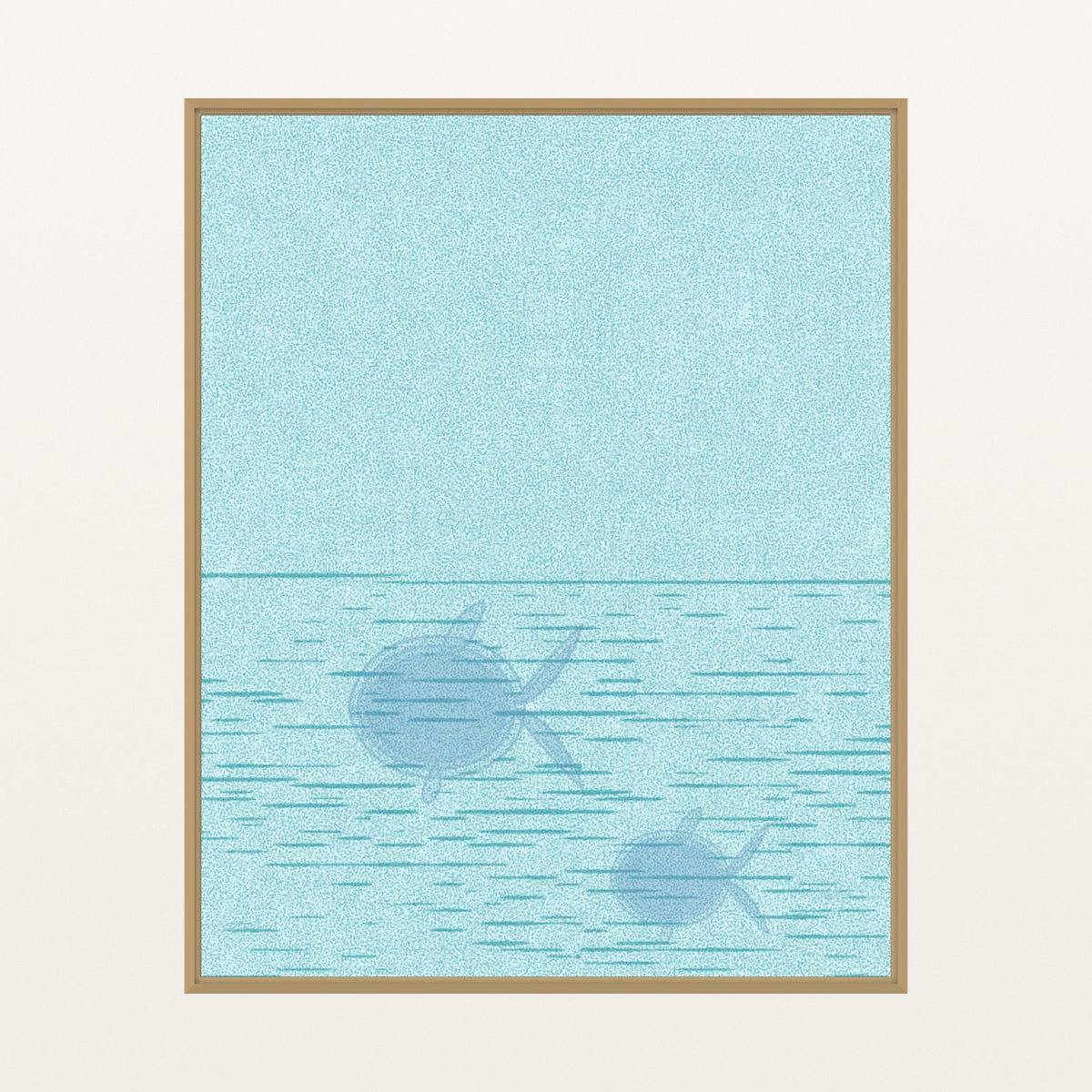 Turquoise Depths Fish Sketch-filter – Premium Sketch-filter Wall Art Print — Floating natural frame