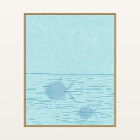 Turquoise Depths Fish Sketch-filter – Premium Sketch-filter Wall Art Print — Floating natural frame