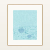 Turquoise Depths Fish Sketch-filter – Premium Sketch-filter Wall Art Print — Natural gallery mat