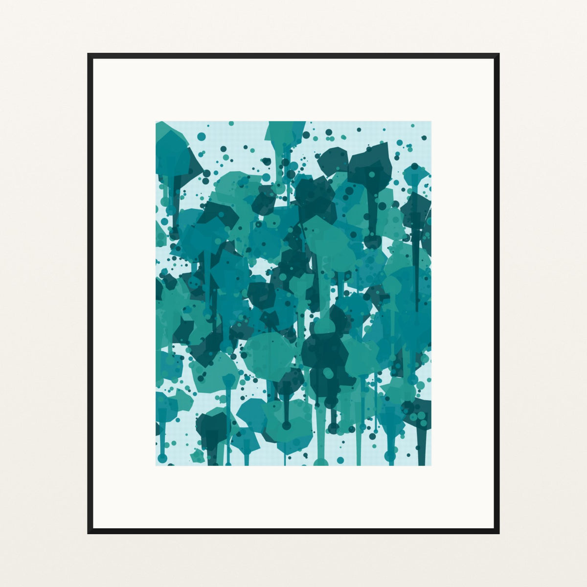 Turquoise Depths Paint Splatter – Signed 50-Edition Giclée Print for Gallery Walls — Black gallery mat