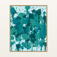 Turquoise Depths Paint Splatter – Signed 50-Edition Giclée Print for Gallery Walls — Floating natural frame