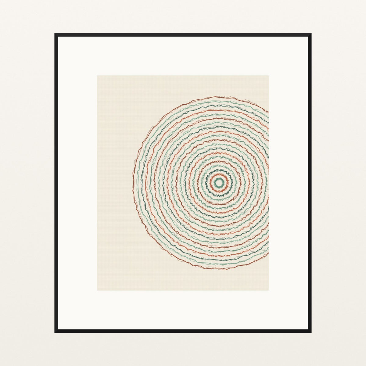 Ukiyo-e Celadon Geometric – Signed 50-Edition Giclée Print for Gallery Walls — Black gallery mat