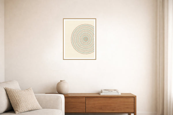 Ukiyo-e Celadon Geometric – Signed 50-Edition Giclée Print for Gallery Walls — Living room lifestyle