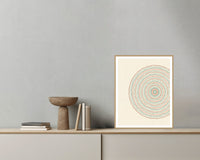 Ukiyo-e Celadon Geometric – Signed 50-Edition Giclée Print for Gallery Walls — Grey wall with bowl