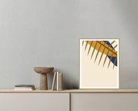 Ultramarine & Gold Ombré Gradient – Signed 50-Edition Giclée Print for Gallery Walls — Grey wall with bowl