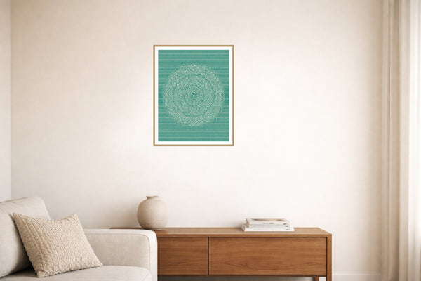 Viridian & Rose Linear Wall Art Print – Signed Limited Edition Giclée | Modern Gallery Decor — Living room lifestyle