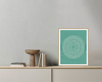 Viridian & Rose Linear Wall Art Print – Signed Limited Edition Giclée | Modern Gallery Decor — Grey wall with bowl