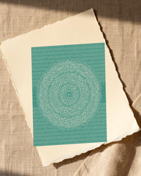 Viridian & Rose Linear Wall Art Print – Signed Limited Edition Giclée | Modern Gallery Decor — Paper/edge detail
