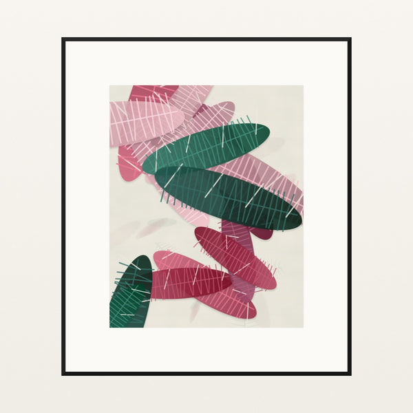 Viridian & Rose Ombré Gradient – Premium Ombré Gradient Wall Art Print — Black gallery mat