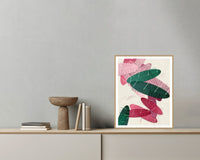 Viridian & Rose Ombré Gradient – Premium Ombré Gradient Wall Art Print — Grey wall with bowl