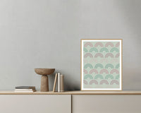 Viridian & Rose Ombré Gradient – Signed 50-Edition Giclée Print for Gallery Walls — Grey wall with bowl