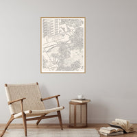 Warm Earth Etched Resort Line Art – Premium Etched Line Art Wall Art Print — Reading nook