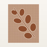 Warm Earth Eucalyptus Painterly Wall Art Print — Unframed flat preview