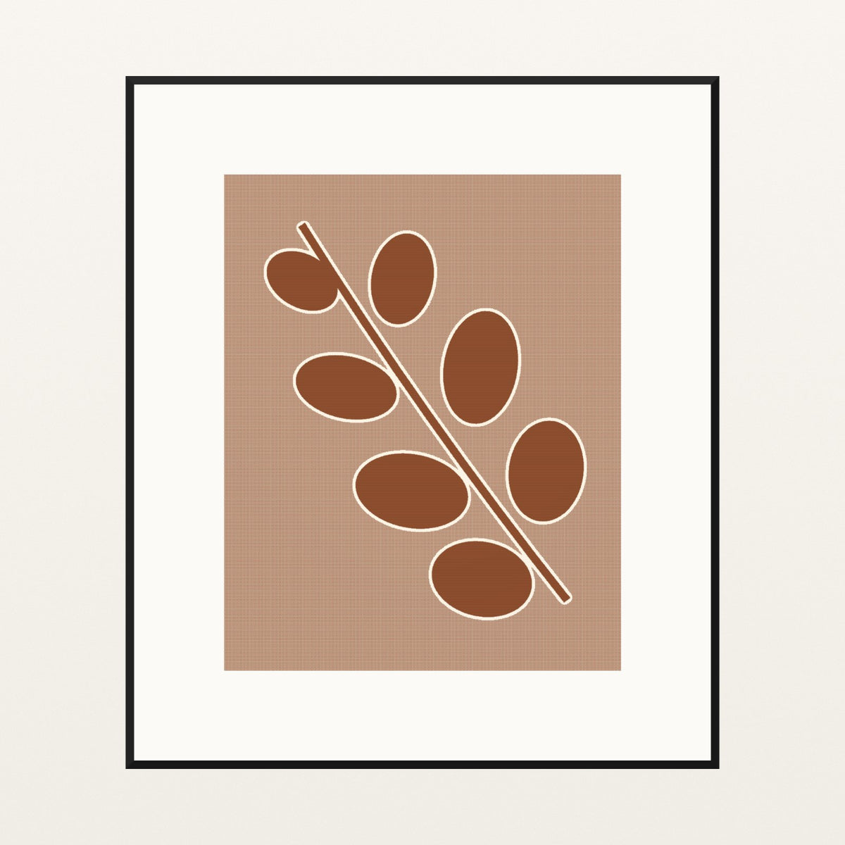 Warm Earth Eucalyptus Painterly Wall Art Print — Black gallery mat