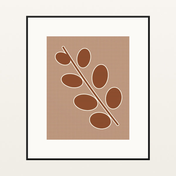 Warm Earth Eucalyptus Painterly Wall Art Print — Black gallery mat