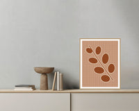 Warm Earth Eucalyptus Painterly Wall Art Print — Grey wall with bowl