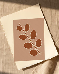 Warm Earth Eucalyptus Painterly Wall Art Print — Paper/edge detail