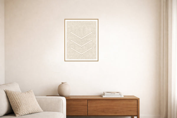 Warm Linen Chevron Motif – Limited Edition Motif Art Print — Living room lifestyle
