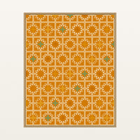Warm Sunset Moroccan Tile – Premium Moroccan Tile Wall Art Print — Floating natural frame