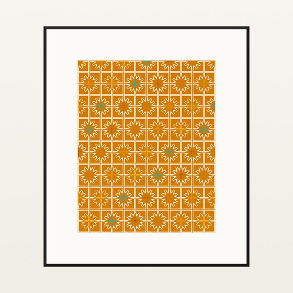 Warm Sunset Moroccan Tile – Premium Moroccan Tile Wall Art Print — Black gallery mat
